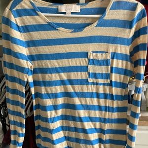 LOFT 3/4 sleeve striped cotton shirt with pocket